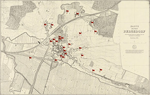 Karte der Stadt Bergedorf. Nach der Vermessung des Inspector D. A. Schuback im Jahre 1871 herausgegeben von der Bau-Deputation, Hamburg 1875 (in den Texten bezeichnet als „Karte von 1875“)