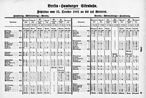 Hamburgisches Adressbuch 1883 Eisenbahn-Fahrplan