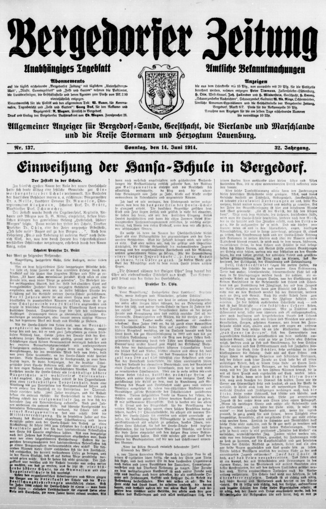 Bergedorfer Zeitung, 14. Juni 1914
