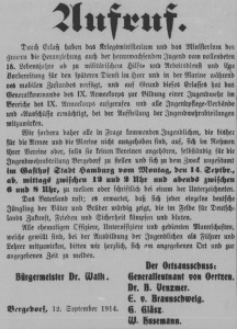 Bergedorfer Zeitung, 13. September 1914