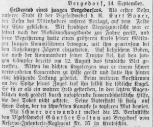 Bergedorfer Zeitung, 15. September 1914