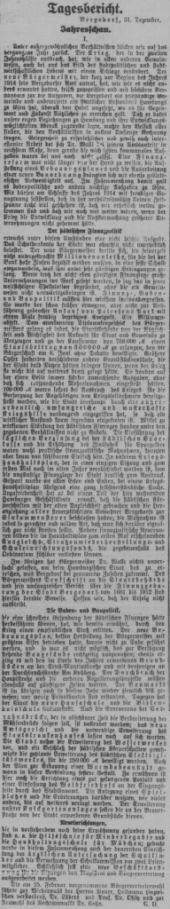 Bergedorfer Zeitung, 1. Januar 1915