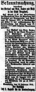 Bergedorfer Zeitung, 25. Februar 1915