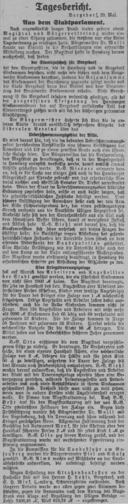 Bergedorfer Zeitung, 1. Juni 1915