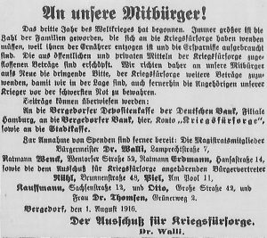 Bergedorfer Zeitung, 1. August 1916