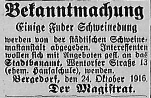 Bergedorfer Zeitung, 24. Oktober 1916